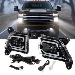 For Chevy Silverado 1500 2019 2020 2021 LED Fog Lights Bumper w/ DRL Light 6000K - Picture 1 of 12