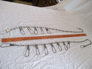 2 Metall Kettenglied Fisch Stringer 9 &7 Schnappschlaufen Clips Vintage Fisch Stringer - Bild 1 von 9