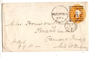 Papelería postal India 1881 Q V 4 1/2 Annas, en muy buen estado usada, a Reino Unido, 13 x 7,5 mm - Imagen 1 de 2