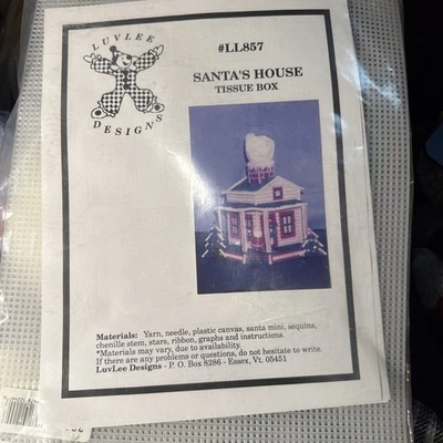 Luvlee Designs Plastic Canvas Santa‘s House, Tissue Box Kit New Sealed  - Image 1 of 4