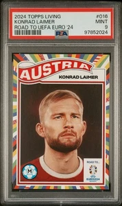 2024 Topps Living Road To UEFA Euro #16 Konrad Laimer Austria PSA 9 Pop 3 - Picture 1 of 2