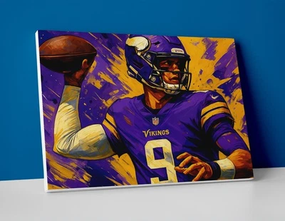 JJ McCarthy Poster or Canvas -  JJ McCarthy Painting Minnesota Vikings Wall Art - Image 1 of 4