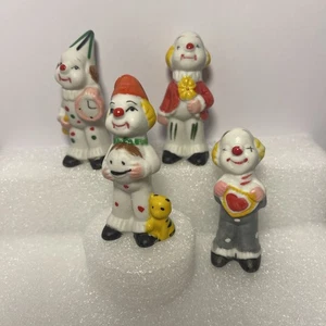 Humor 3" clown Vintage Porcelain Bisque Figurine Lot Mini Cat Heart Clock Flower - Picture 1 of 6
