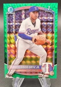 2025 Bowman 1° rifrattore geometrico verde cromato /99 David Ortiz Jr Rangers - Foto 1 di 2