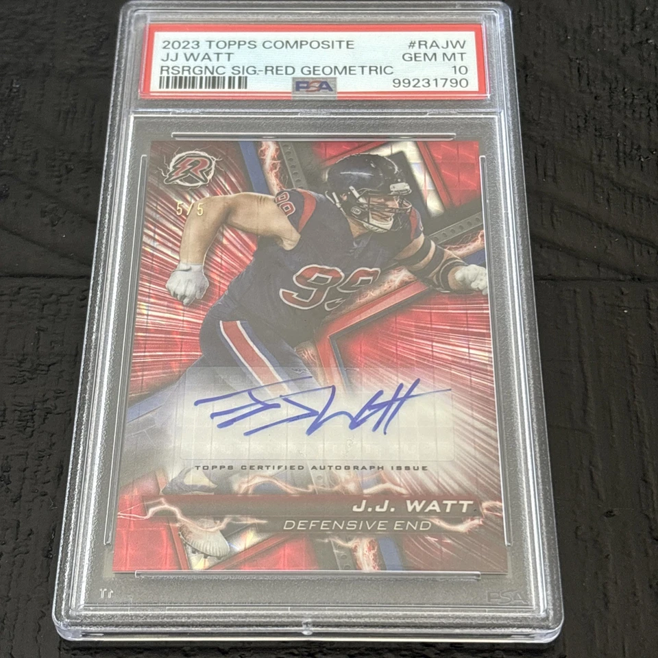 2023 TOPPS COMPUESTO JJ VATIOS ROJO GEOMÉTRICO AUTOMÁTICO 5/5 PSA 10 POP 1 EBAY 1/1 Texans Foto 1 de 4
