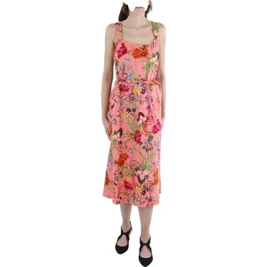 Anne Klein Womens Floral Print Linen Midi Dress BHFO 4838 - Picture 1 of 2