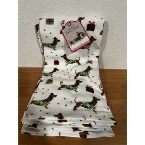 Juego de 2 toallas de cocina navideñas temáticas Dachshund nuevas con etiquetas - Imagen 1 de 4