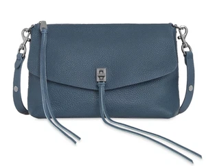 ⚡️ Hot Sale! Rebecca Minkoff Darren Schultertasche Leder Reißverschluss oben blau UVP 229 $ - Bild 1 von 2