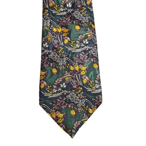 CHRISTIAN DIOR Monsieur Corbata de Seda Vintage Hombres Estampado Floral Botánico Hecha en EE. UU. - Imagen 1 de 7