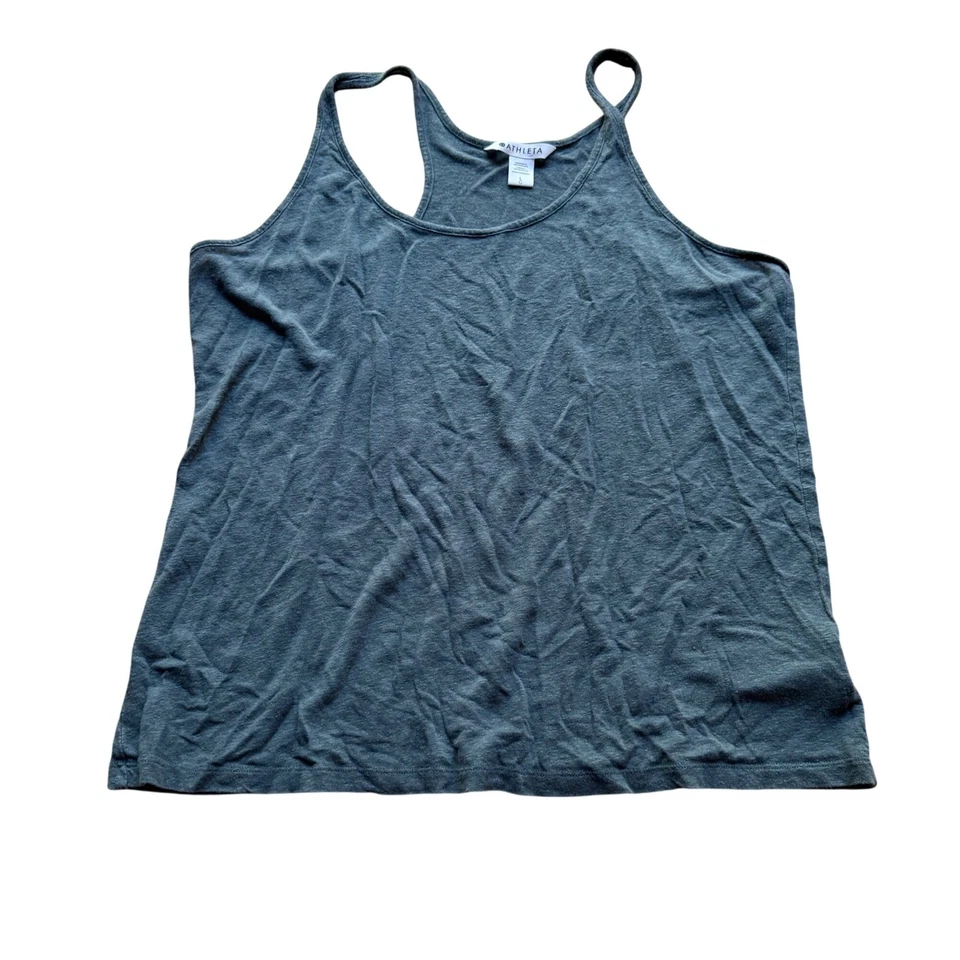 Camiseta sin mangas ligera Athleta talla L gris mezcla de lino sin mangas espalda deportiva Foto 1 de 4