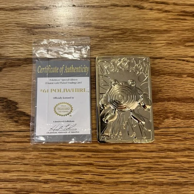 Poliwhirl - Pokemon Chapado en Oro 23k Tarjeta Coleccionable Burger King Promo 1999 Nintendo Foto 1 de 2
