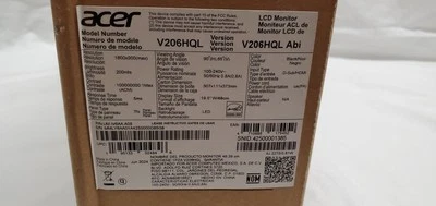 Acer V206HQL A 19.5" HD+ LED LCD Monitor - 16:9 - Black - Image 1 of 4