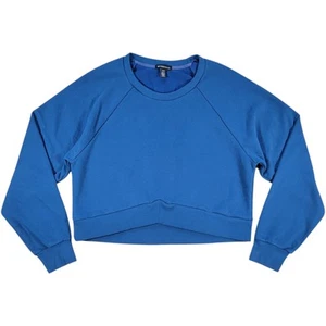 Beyond Yoga Uplift Cropped Sweatshirt Womens L Blue Pullover Fleece Athleisure - Picture 1 of 7