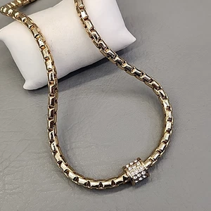 Venezianische Kette Halskette Strass Perlen goldfarben Magnetverschluss 18 Zoll - Bild 1 von 16