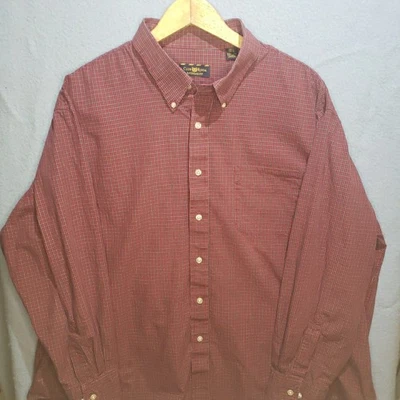 Club Room 男式标准版易护理正装衬衫红色格子 18 1/2 34-35 全新 — 第 1/4 张图片