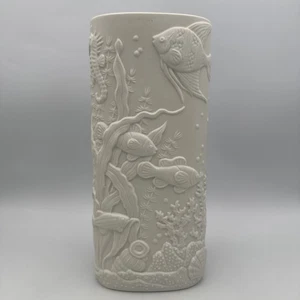 1979 Shafford Biskuitporzellan Vase "Unter dem Meer" Fisch Korallenriff 9" hoch - Bild 1 von 15
