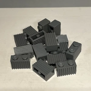 Lego Light Bluish Gray Bricks Modified 1 x 2 with Grille Fluted Profile (x15) - Picture 1 of 3