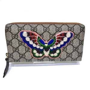 GUCCI GG Supreme 456863 Butterfly Round Zipper Long Wallet Free Shipping [Used] - Bild 1 von 9