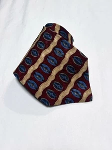 XMI Mark Shale Herren Krawatte 58 cm 100 % Seide Burgund Gold Blau (L: T3) - Bild 1 von 8