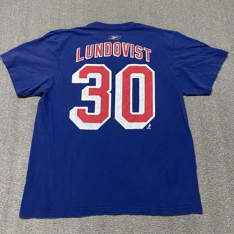 Henrik Lundqvist New York Rangers T Shirt Men Medium Adult Blue NHL Hockey 30 Cover