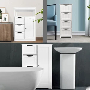 Bathroom Floor Cabinet Wooden Free Standing Storage Side Organizer Durable Small - Picture 1 of 27