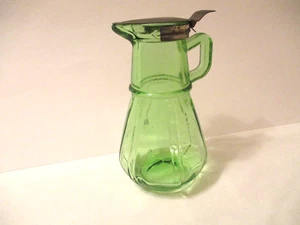 Hazel Atlas Uranium Green Glass Vintage Syrup Pitcher - Picture 1 of 9