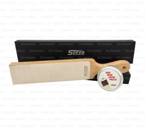 KNIFE STRAIGHT SHAVING RAZOR SHARPENING LEATHER STROP WITH 0.1 IRON OXIDE PASTE - Imagen 1 de 5