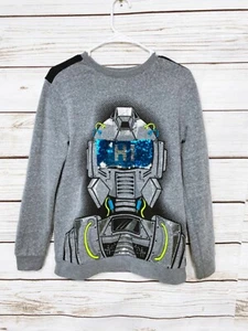 Cat & Jack Boys Sweatshirt Size XL Gray Sequin Robot Long Sleeve Pullover - Picture 1 of 8