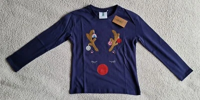 Rudolph The Red Nose Reindeer Sequin Blue Long Sleeve Top 7-8 Years Brand New WL - Image 1 of 4