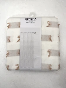 Sonoma $ 39 Jacquard beige weiß Baumwollstoff Duschvorhang 72"x72" SCHNELLER VERSAND! - Bild 1 von 4
