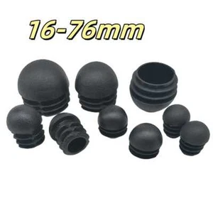 Domed Round Plastic Blanking End Caps Tube Pipe Inserts Plug Black/White16-76mm - Picture 1 of 10