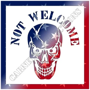12"x12" Clear Plastic Stencil - Not Welcome Skull (SAA159) - Picture 1 of 2