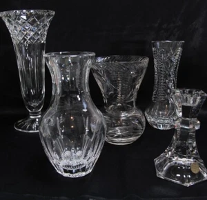 Konvolut Kristall Vasen Kerzenleuchter 5 Teile Vase toller Schliff (D8) - Picture 1 of 4