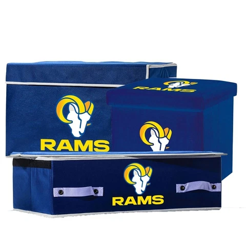 Los Angeles Rams NFL Collapsible Footlocker, Ottoman & Under the Bed Bin Cover