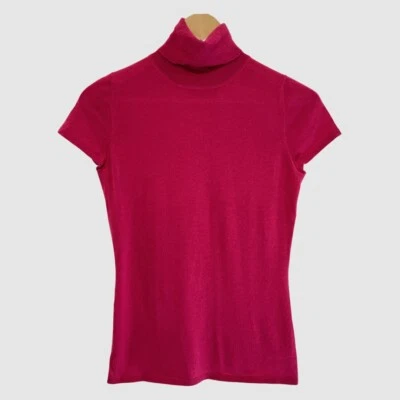 Neiman Marcus Cashmere Collection Magenta Short Sleeve Turtleneck S ($200) - Image 1 of 4