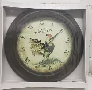 Orologio da parete decorativo in plastica extra large,app.18",GALLO con numeri romani,marrone - Foto 1 di 10