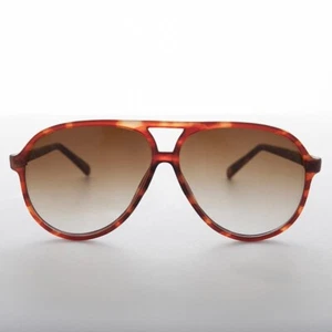 Large Pilot Vintage Sunglasses with Gradient Lens Matte Brown Frame - Champ - Picture 1 of 3