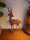 Mid Century Carved Wood Teak Antelope Gazelle Ornament 60s 70s Vintage 20.5cm