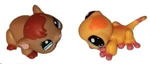 Menge 2 Littlest Pet Shop 1 1/4" braunes Meerschweinchen / 1 1/4" gelbe Gecko Eidechse - Bild 1 von 3