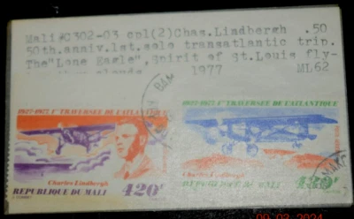 Juego MALI (2) "Lindbergh & Spirit St. Louis", #C 302-303, ligeramente cancelado, 1977 Foto 1 de 3