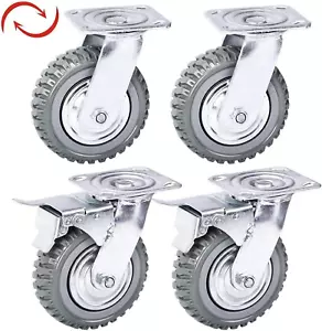6'' Caster Wheels Heavy Duty 4 Pack Cart Swivel Wheels Load 1760 Lbs Silent Ball - Picture 1 of 8