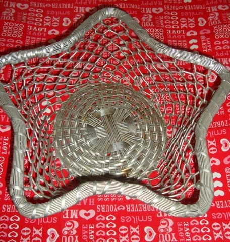Star Shaped Silver-Tone Metal Woven Wire Basket 12" x 4" Patriotic Decor     345 Cover