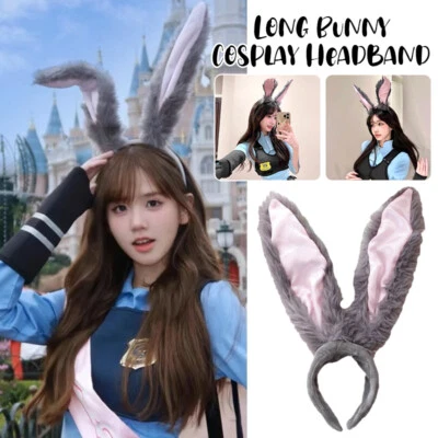 Long Rabbit Bunny Ears Headband Cute Fluffy Plush Headdress Party Anime Cosplay - Image 1 of 4