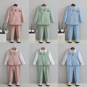 Kids Boys Formal Wedding Suit Set Tuxedo Outfit - Picture 1 of 10