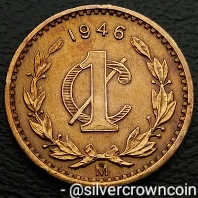 México 🇲🇽 1 centavo 1946 Mo. KM#415. Moneda de un centavo de bronce. Águila. Serpiente. RD. Foto 1 de 4