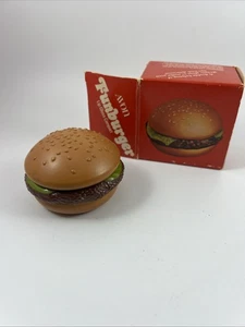 Retro 70s Avon FUNBURGER LIP GLOSS COMPACT Hamburger Novelty With BOX Coral Rose - Picture 1 of 5