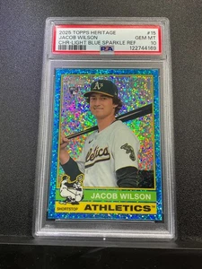 2025 Topps Heritage Jacob Wilson #15 Chr-Light Blue Sparkle Ref. Rookie PSA 10 - Picture 1 of 2