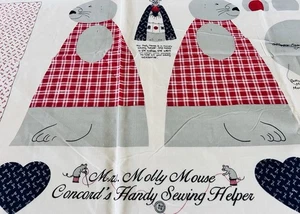 Vintage Mrs. Molly Mouse Sewing Helper FABRIC PANEL Joan Kessler Concord Fabrics - Picture 1 of 7