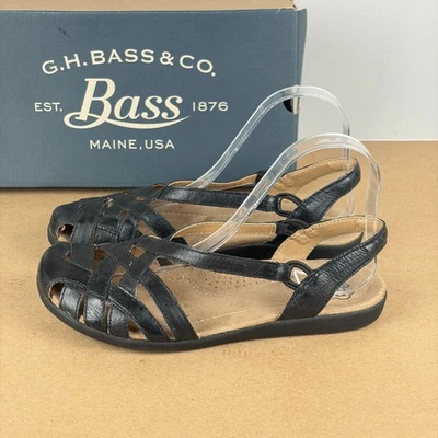 G.H. Bass Delilah Leather Sandals Womens 7.5 Black Leather Closed Toe Slingback - Image 1 of 4