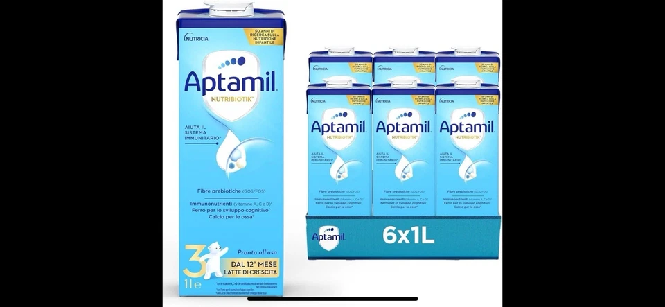 APTAMIL 3 - Latte Di Crescita Liquido per Bambini Dai 12 Mesi Pronto All'Uso -